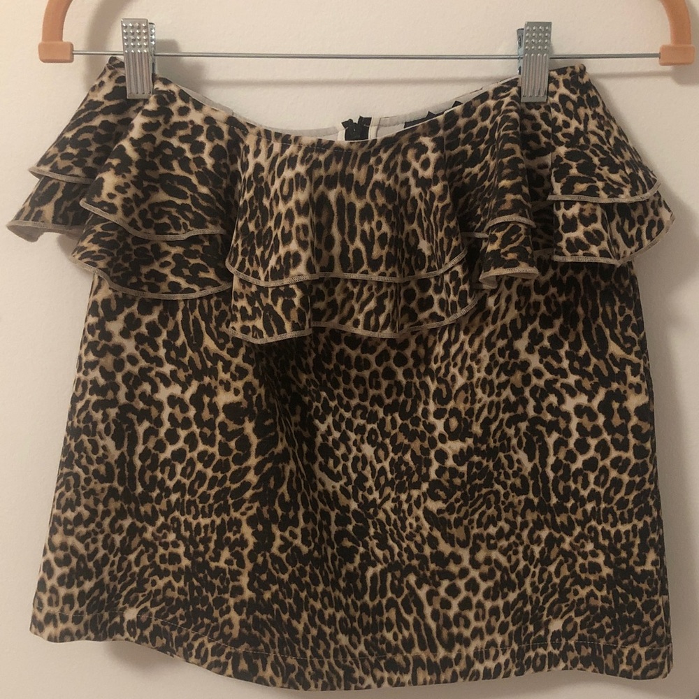 Topshop Leopard Print Ruffle Skirt